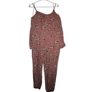 Fat Face Sian Floral Print Cami Top And Pants Set Brick Red Regular Size 8